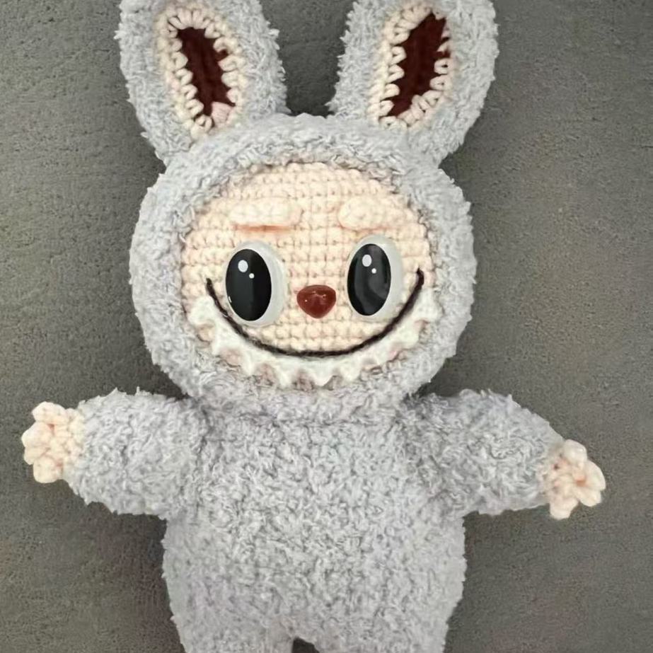 Labubu Doll Pendant Hand-knit DIY Material Wrap Wool Crochet Gift (non-finished Product)