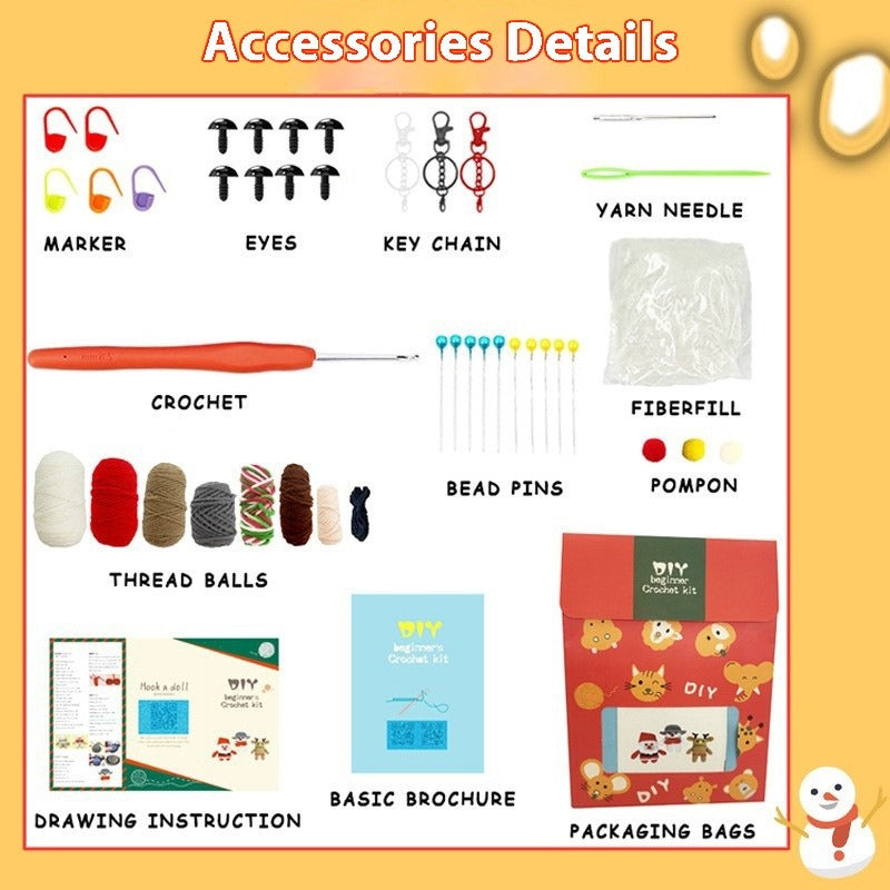 Christmas Gift Knitting Doll Crochet Material Bag Handmade DIY Toys（Unfinished products）