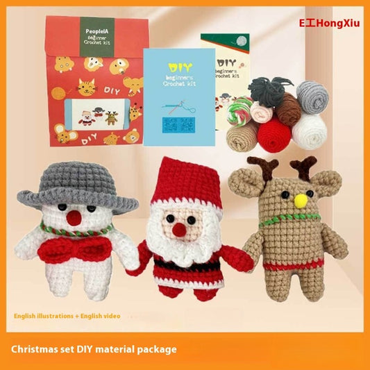 Christmas Gift Knitting Doll Crochet Material Bag Handmade DIY Toys（Unfinished products）