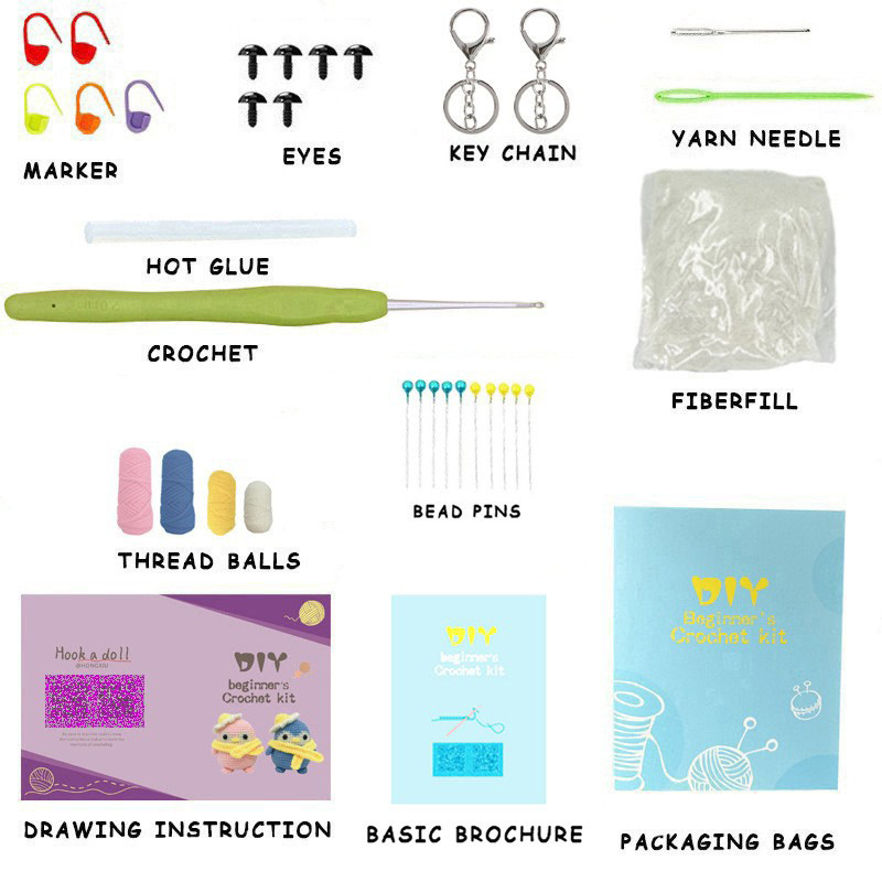 Knitting Dolls Handmade Hook Needle Knitting Wool Penguin Suit Crochet Material Bag DIY Dolls（Unfinished products）