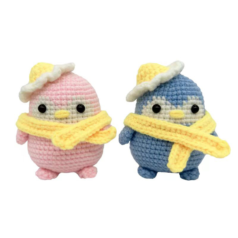 Knitting Dolls Handmade Hook Needle Knitting Wool Penguin Suit Crochet Material Bag DIY Dolls（Unfinished products）