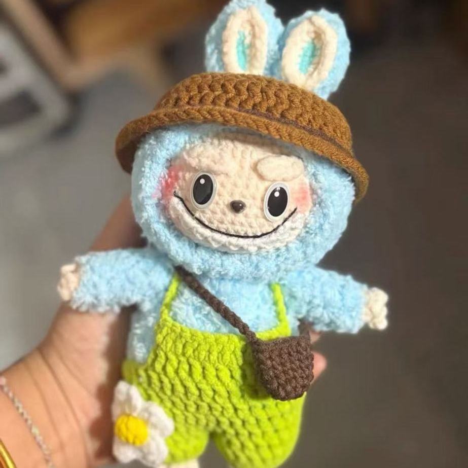 Labubu Doll Pendant Hand-knit DIY Material Wrap Wool Crochet Gift (non-finished Product)