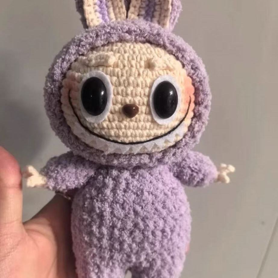Labubu Doll Pendant Hand-knit DIY Material Wrap Wool Crochet Gift (non-finished Product)