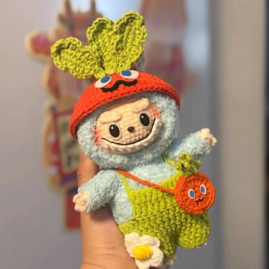 Labubu Doll Pendant Hand-knit DIY Material Wrap Wool Crochet Gift (non-finished Product)