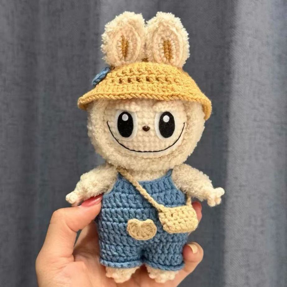 Labubu Doll Pendant Hand-knit DIY Material Wrap Wool Crochet Gift (non-finished Product)