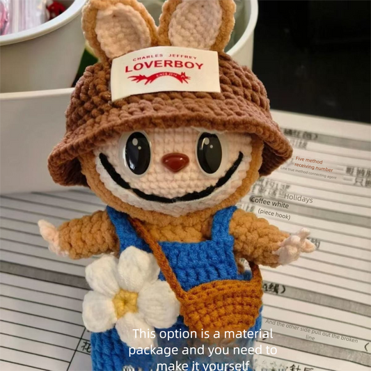 Labubu Doll Pendant Hand-knit DIY Material Wrap Wool Crochet Gift (non-finished Product)